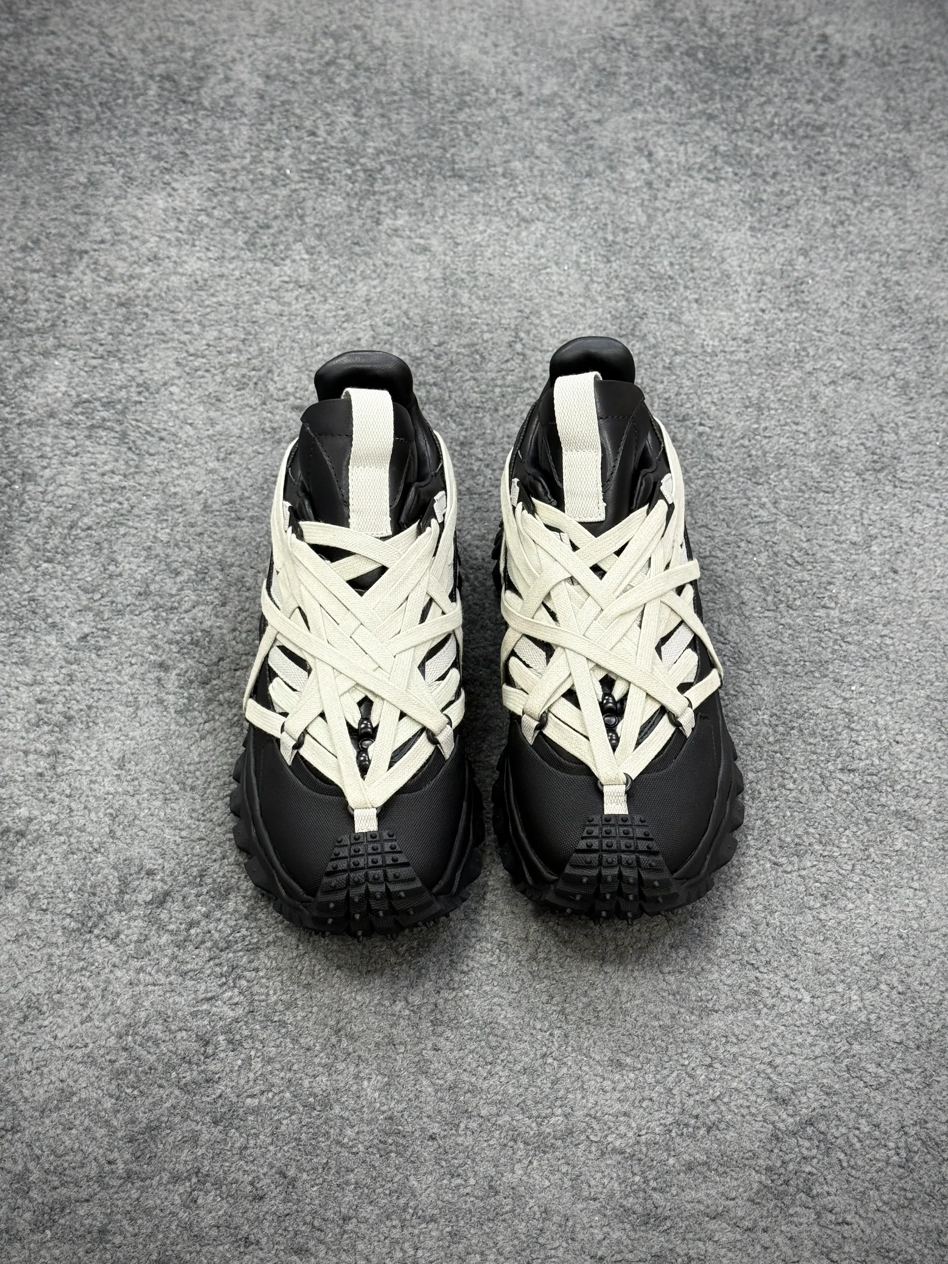Mcler + R 0wens Trailgrip Megalace Black Sneakers Profile View