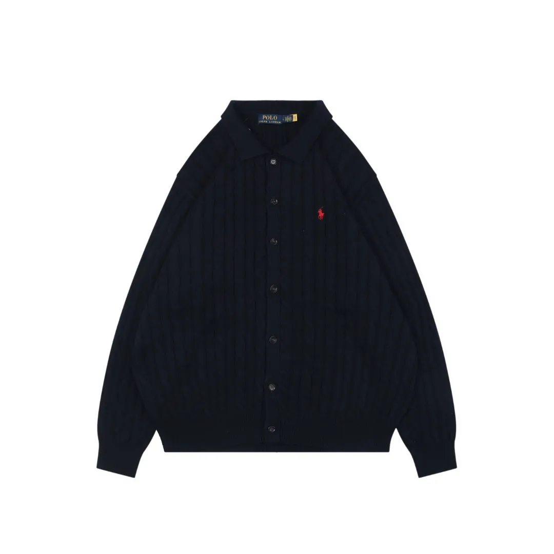 RL Pony Logo Cable Knit Cardigan Sweater