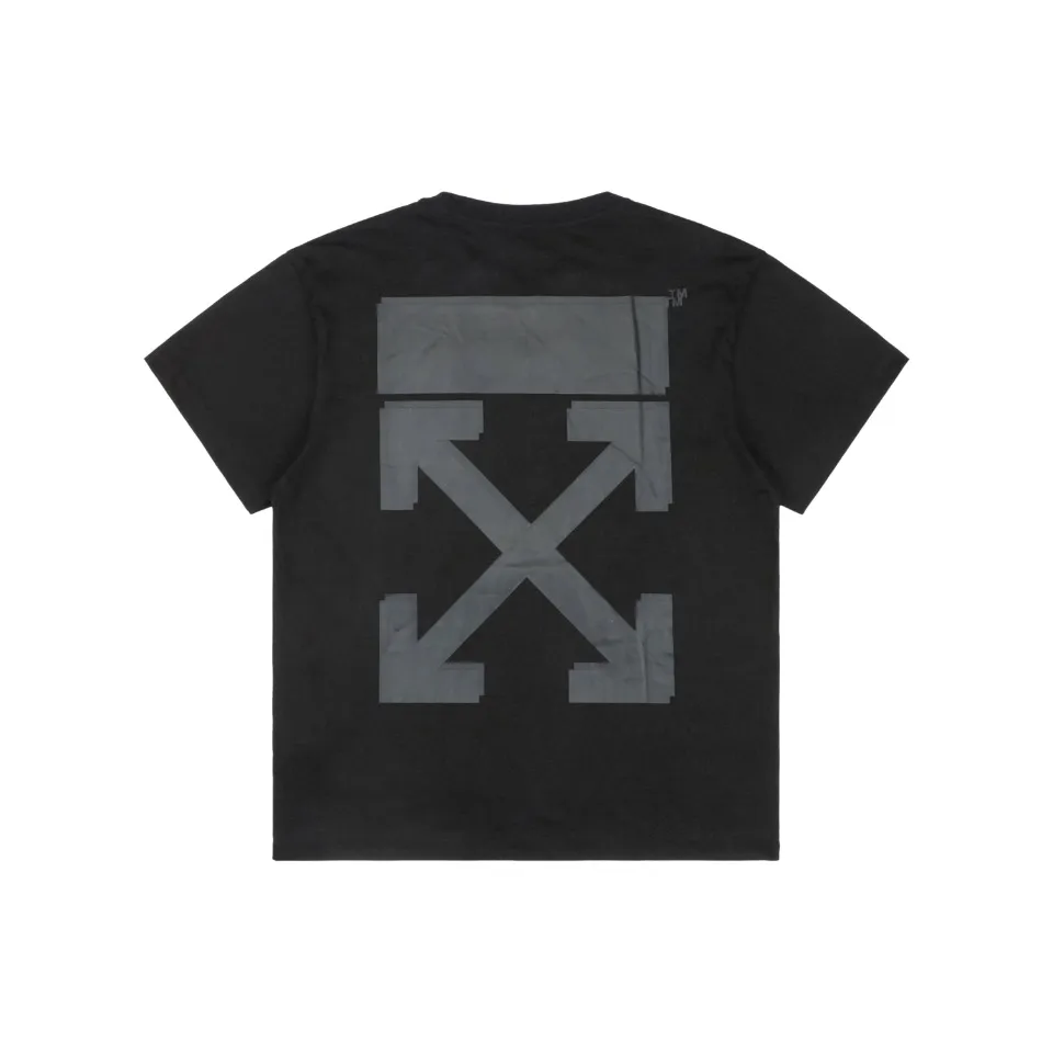 Back of Off-White Overlapping Black Vinyl Arrow Print T-Shirt Color Black