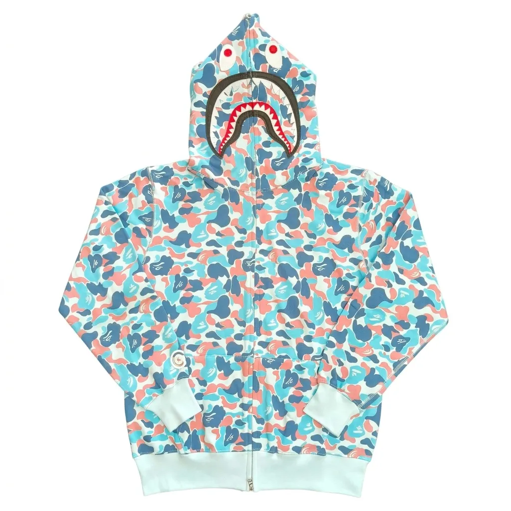A BATHING APE WGM Camo Double Hood Full Zip Hoodie