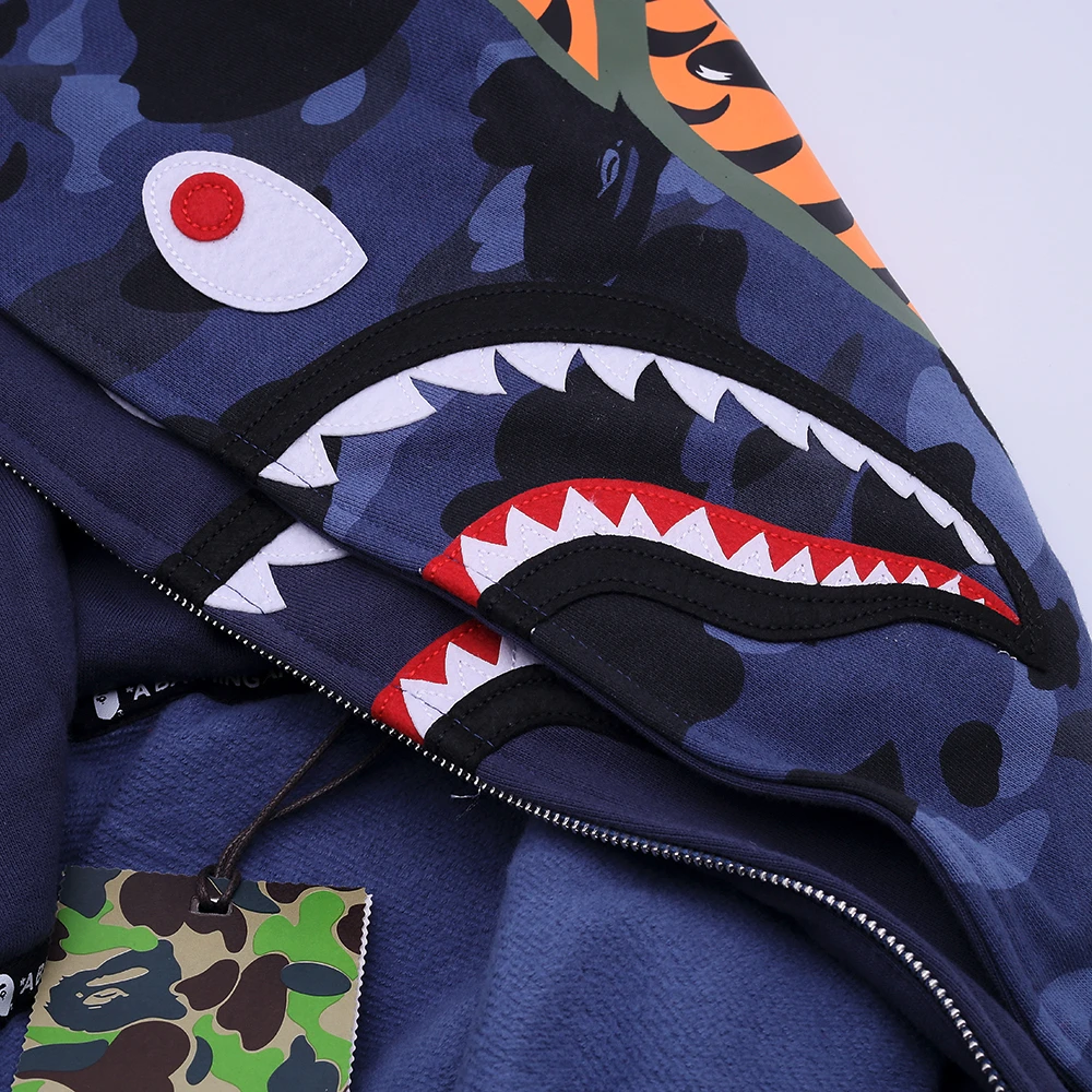 Shark Full Zip Hoodie Double Hood (Blue/ Red /Purple)