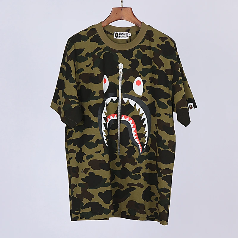 Bape Camouflage Shark Print T-Shirt