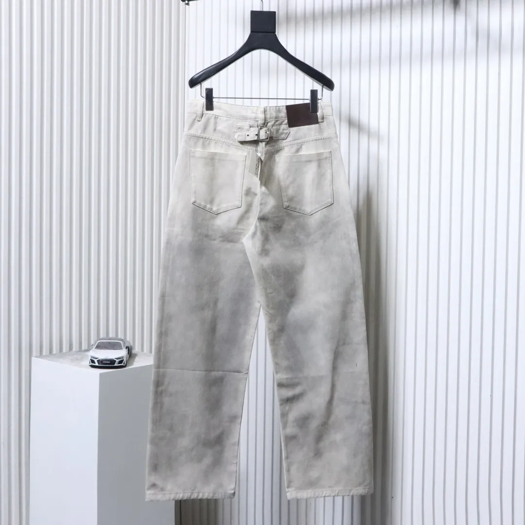 Back of Distressed-Wash-Straight-Leg-Denim-Trouser