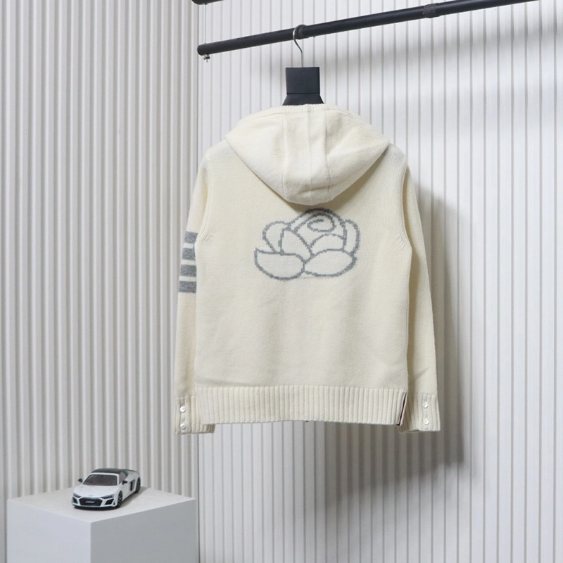 TB 4-Bar Rose Wool Hooded Jacket