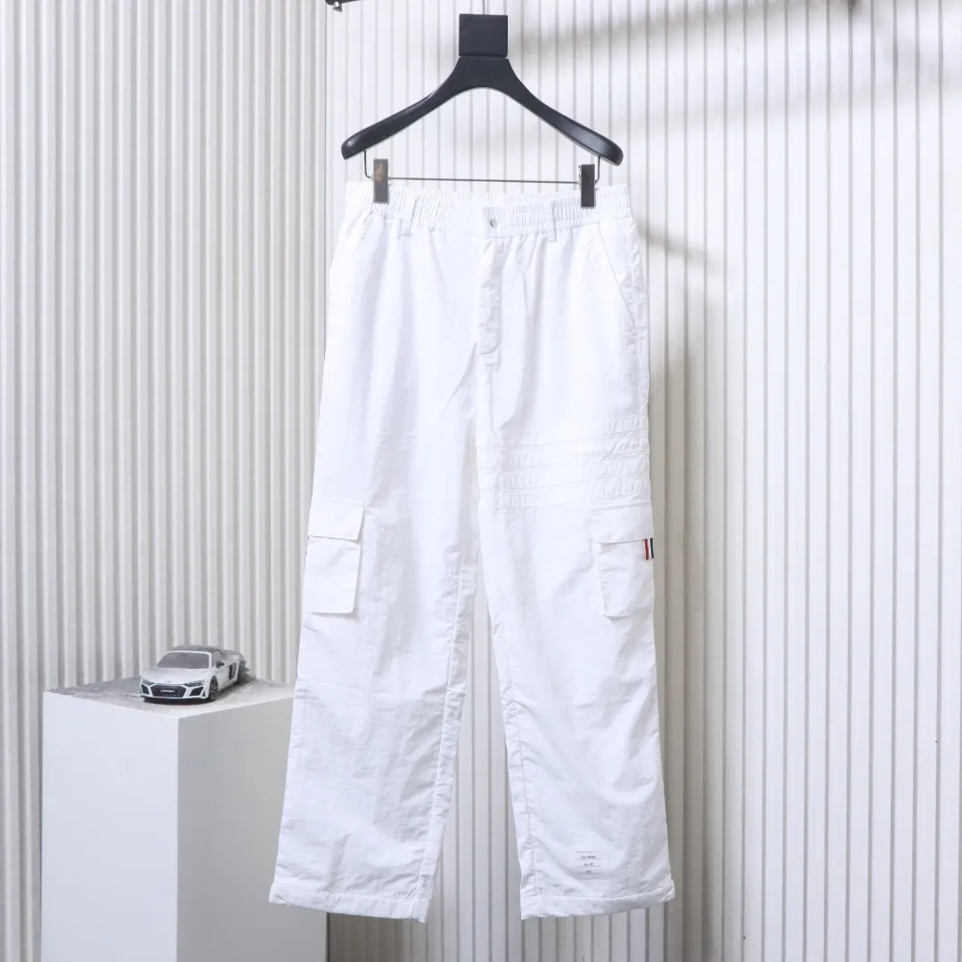 Back TB Four-Stripe Plaid Cargo Pants