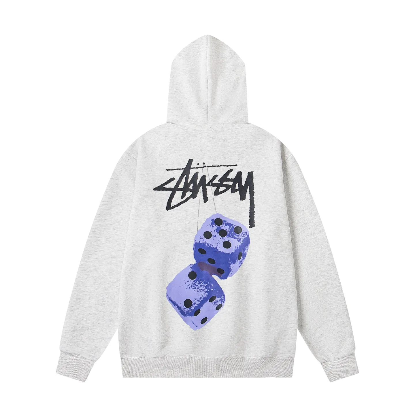 Back Stussy Fuzzy Dice Logo Hoodie