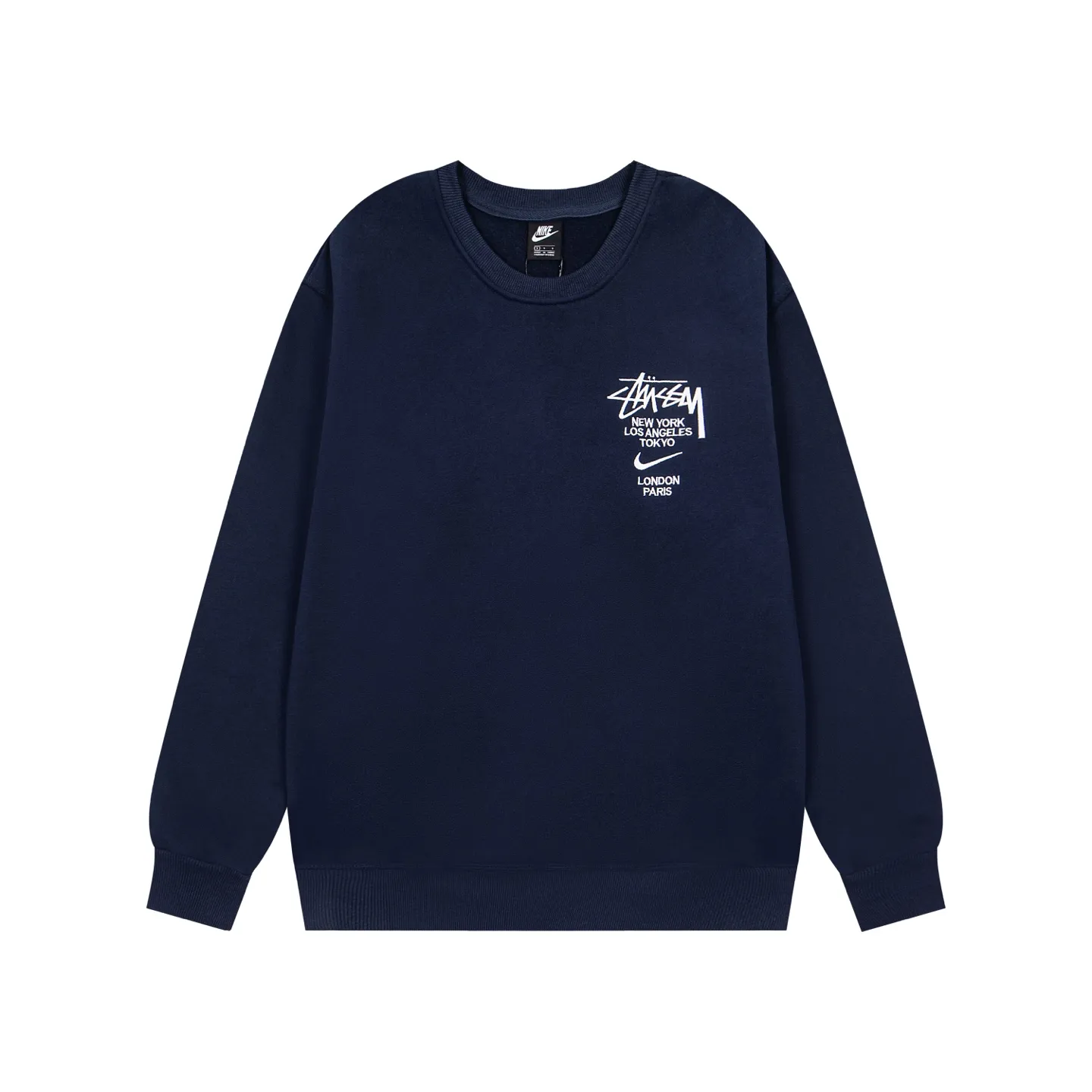 Stussy x N1ke Embroidered Fleece Crewneck Sweatshirt