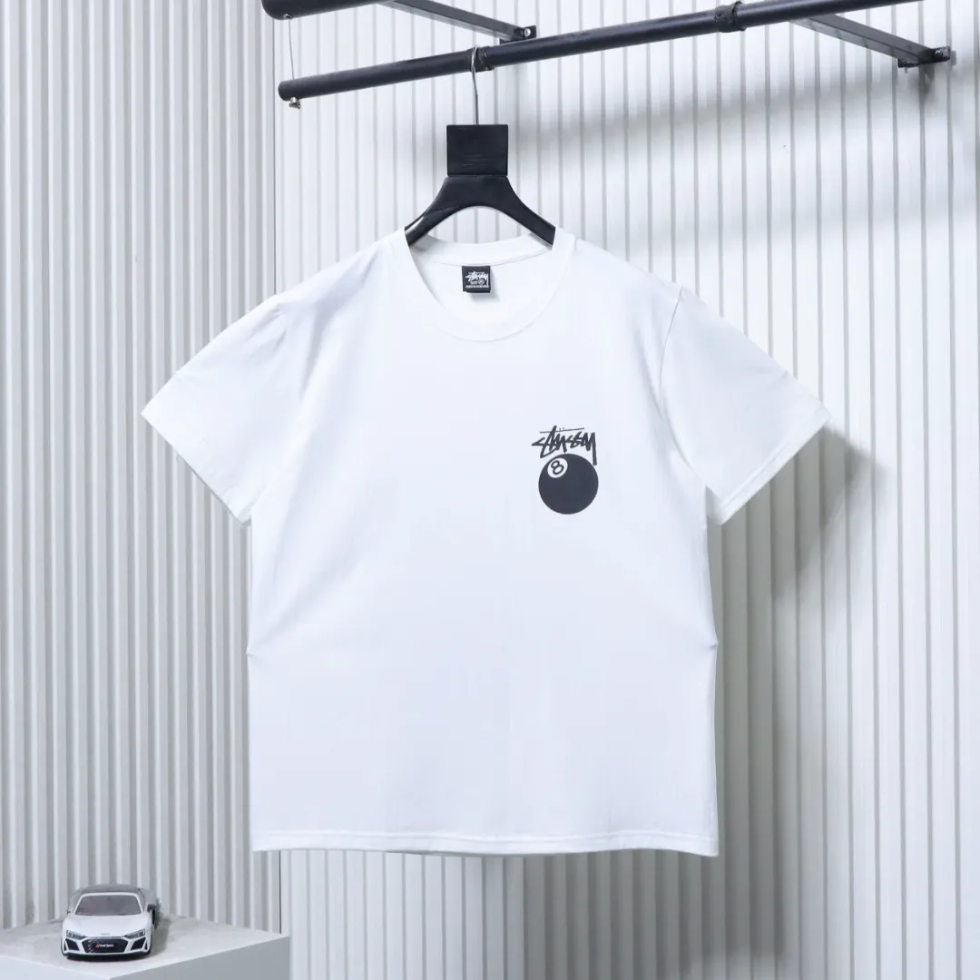 Stussy Black 8 Ball Print Short Sleeve T-Shirt Color White