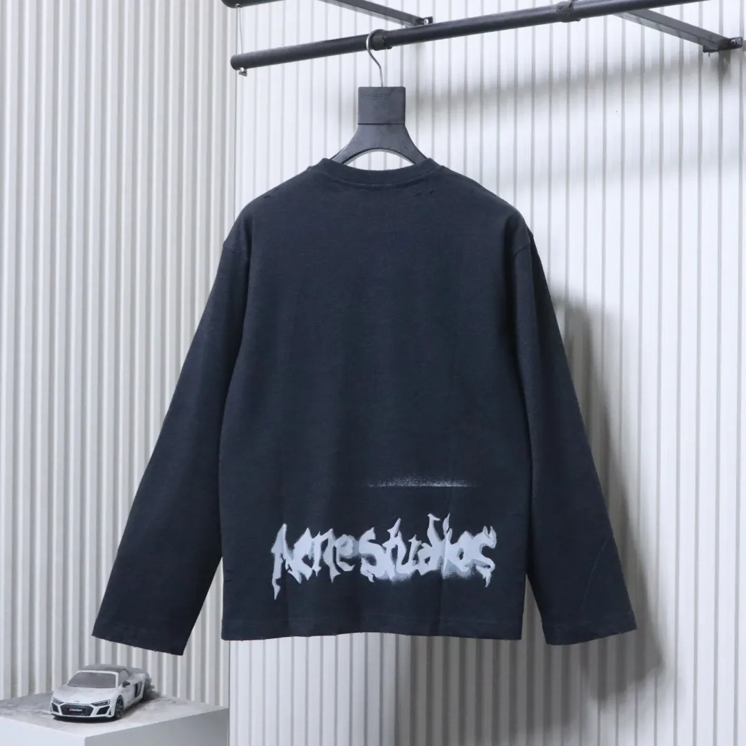 Back Acne Gothic Spray Print Long-Sleeve Shirt