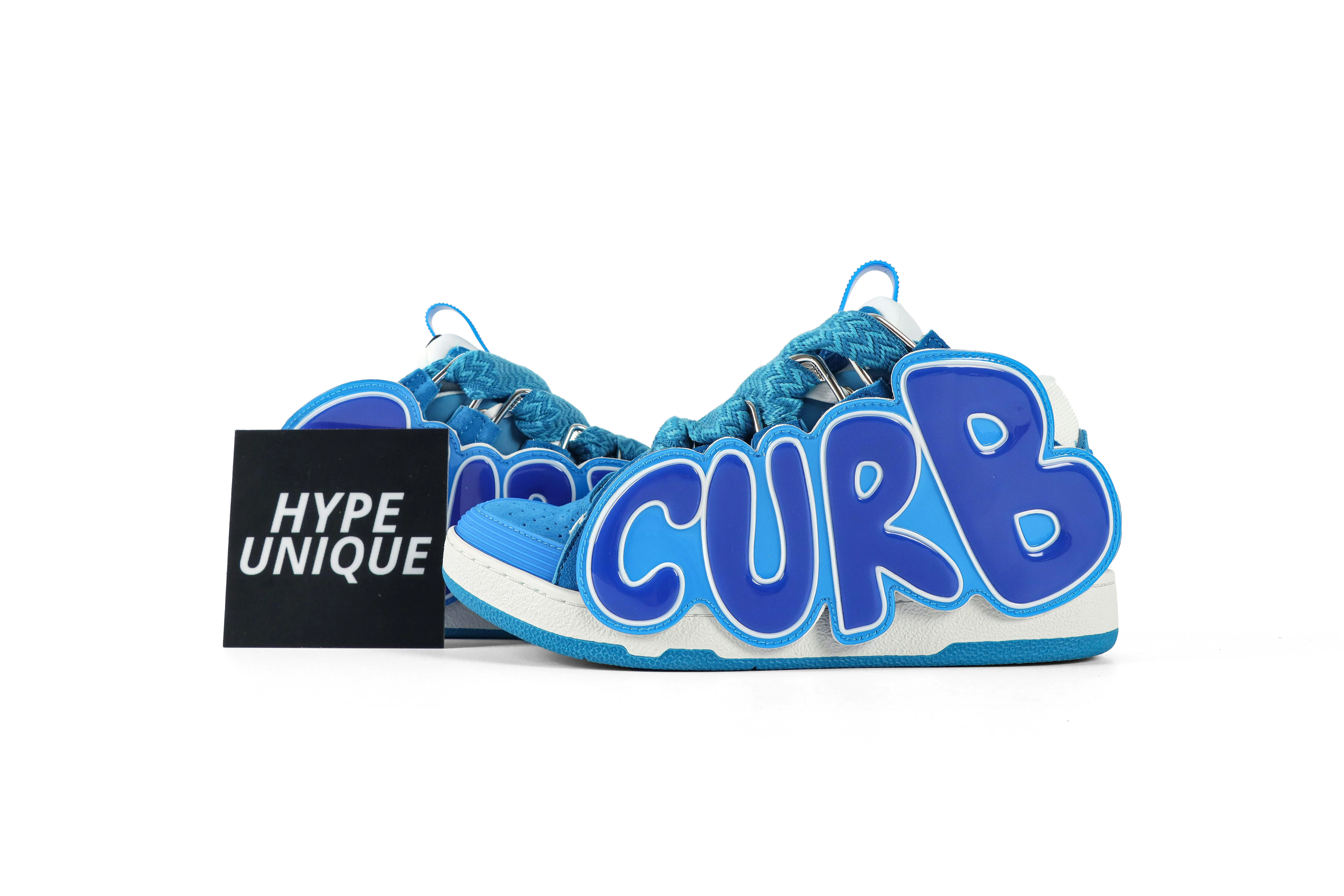 lanvln Curb Patch “Light Blue” Suede Sneakers