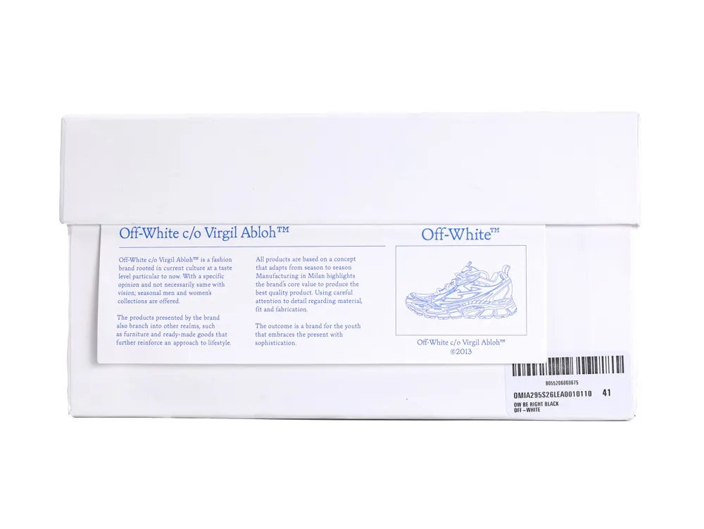 Off-White Be Right Back Sneakers White Black Shoe Box