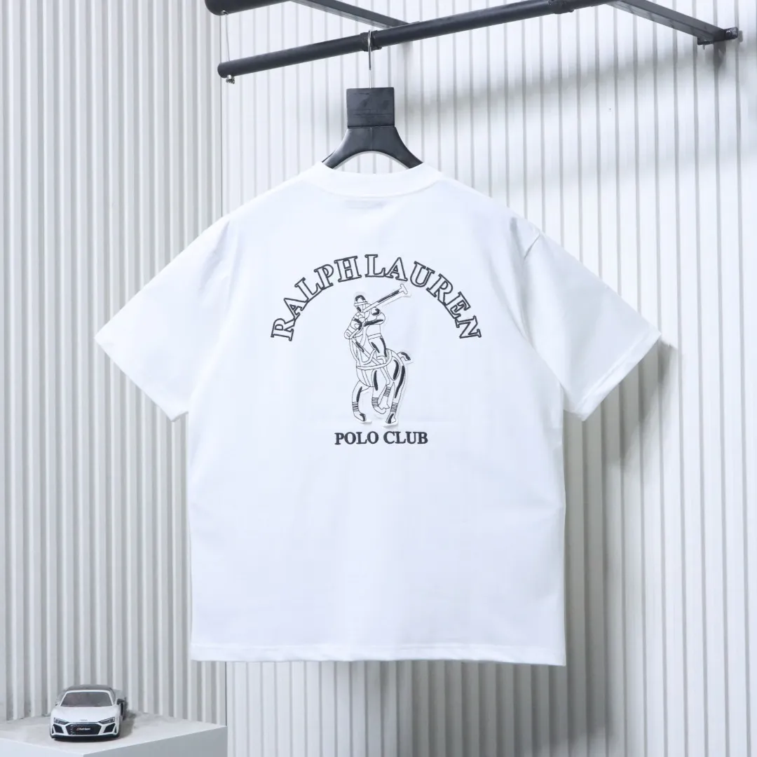 Back of RL Lauren Big Pony Tatami Back Embroidery T-Shirt Color White