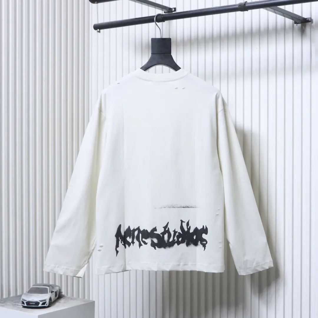 Back Acne Gothic Spray Print Long-Sleeve Shirt