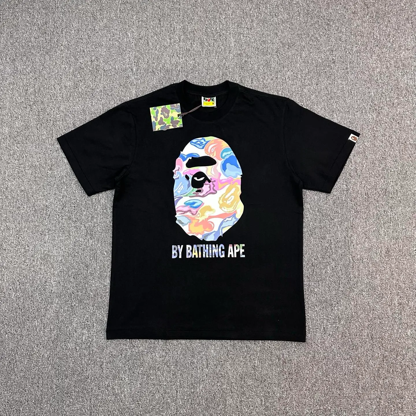 A Bathing Ape Art Camo Ape Head Graphic T-Shirt Color Black