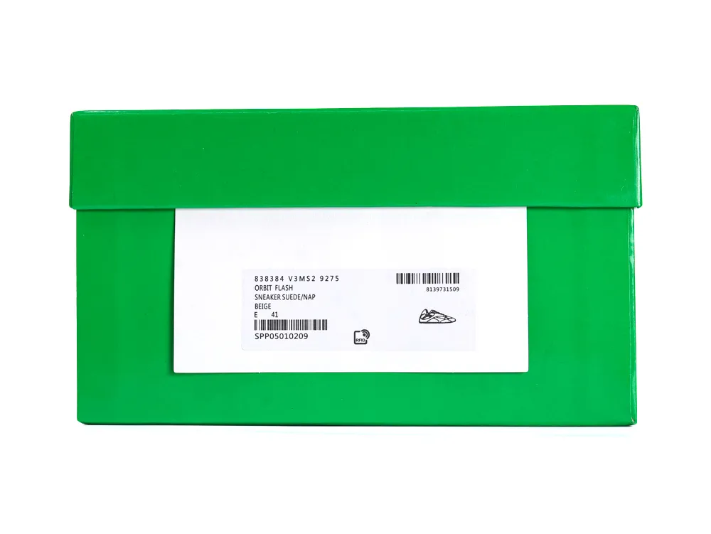 BV Orbit Flash Sneakers Matcha Shoe Box Label
