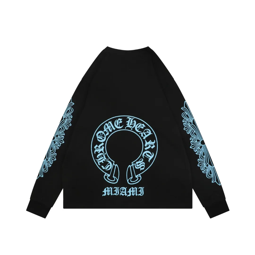 Back CH Black and Blue Sanskrit Scroll Cross-Strap Long-Sleeve Shirt