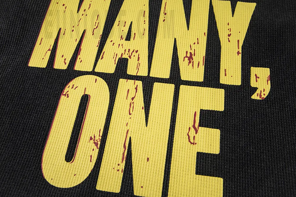 Printed graphic on the back of the clothes