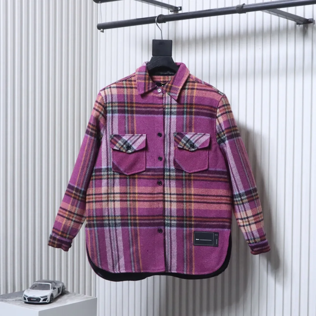 Well Done Pink Plaid Double-Pocket Wool-Blend Shirt Jacket