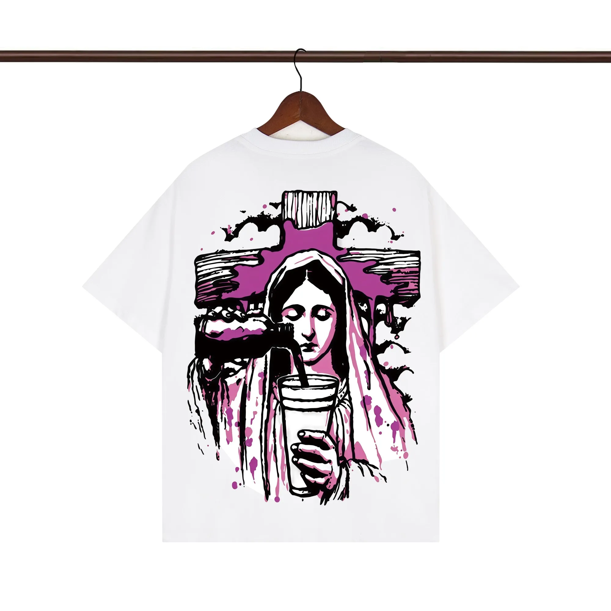 Back of That’s A Awful Lot Of Cough Syrup Religious Heart Rosary Graphic T-Shirt color White
