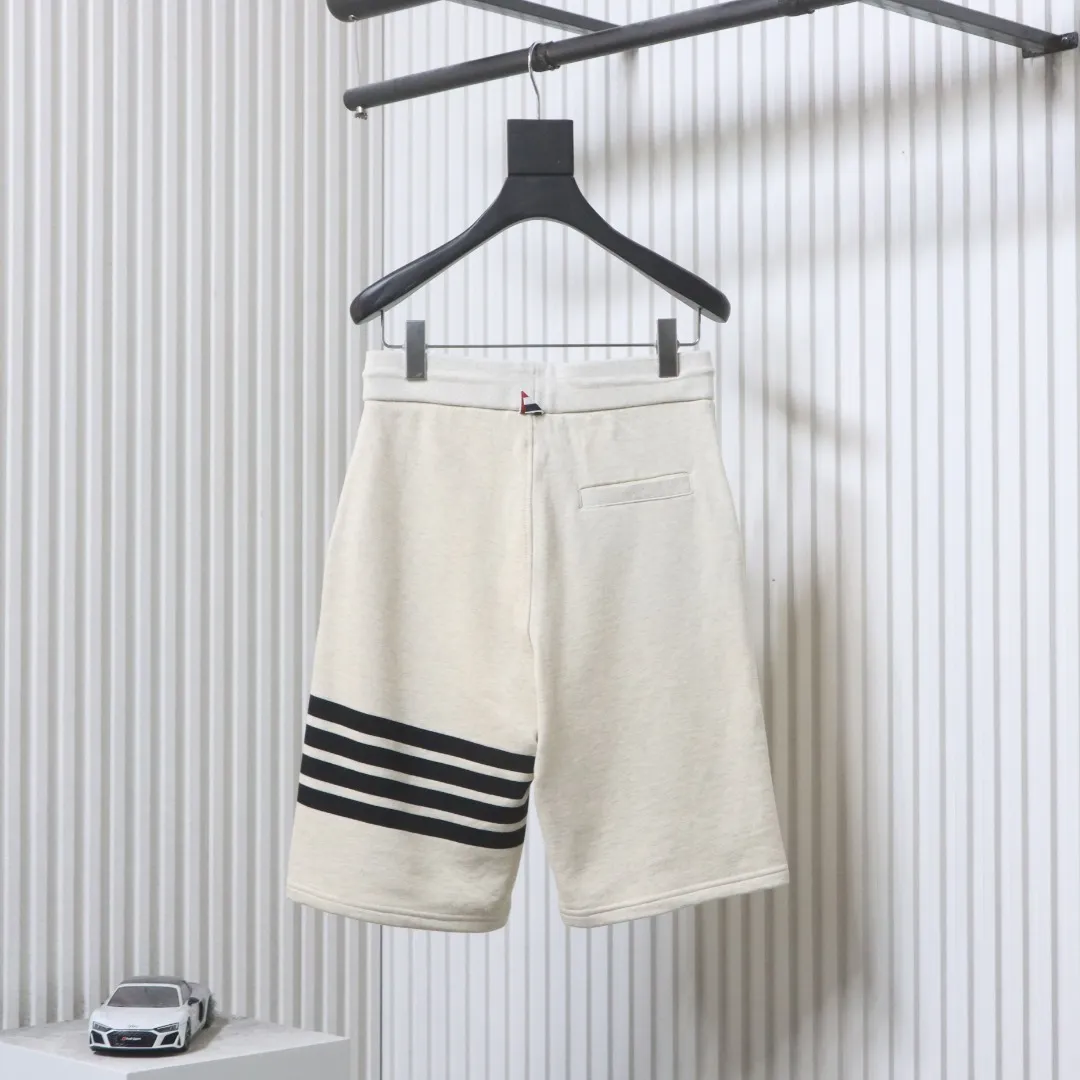 Back of TB Classic Four-Bar Yarn Shorts Color White
