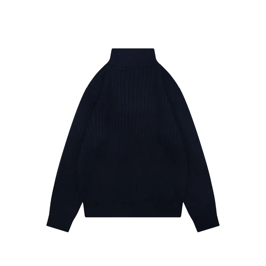 Back View RL Pony Embroidered Half-Zip Ribbed Turtleneck Sweater