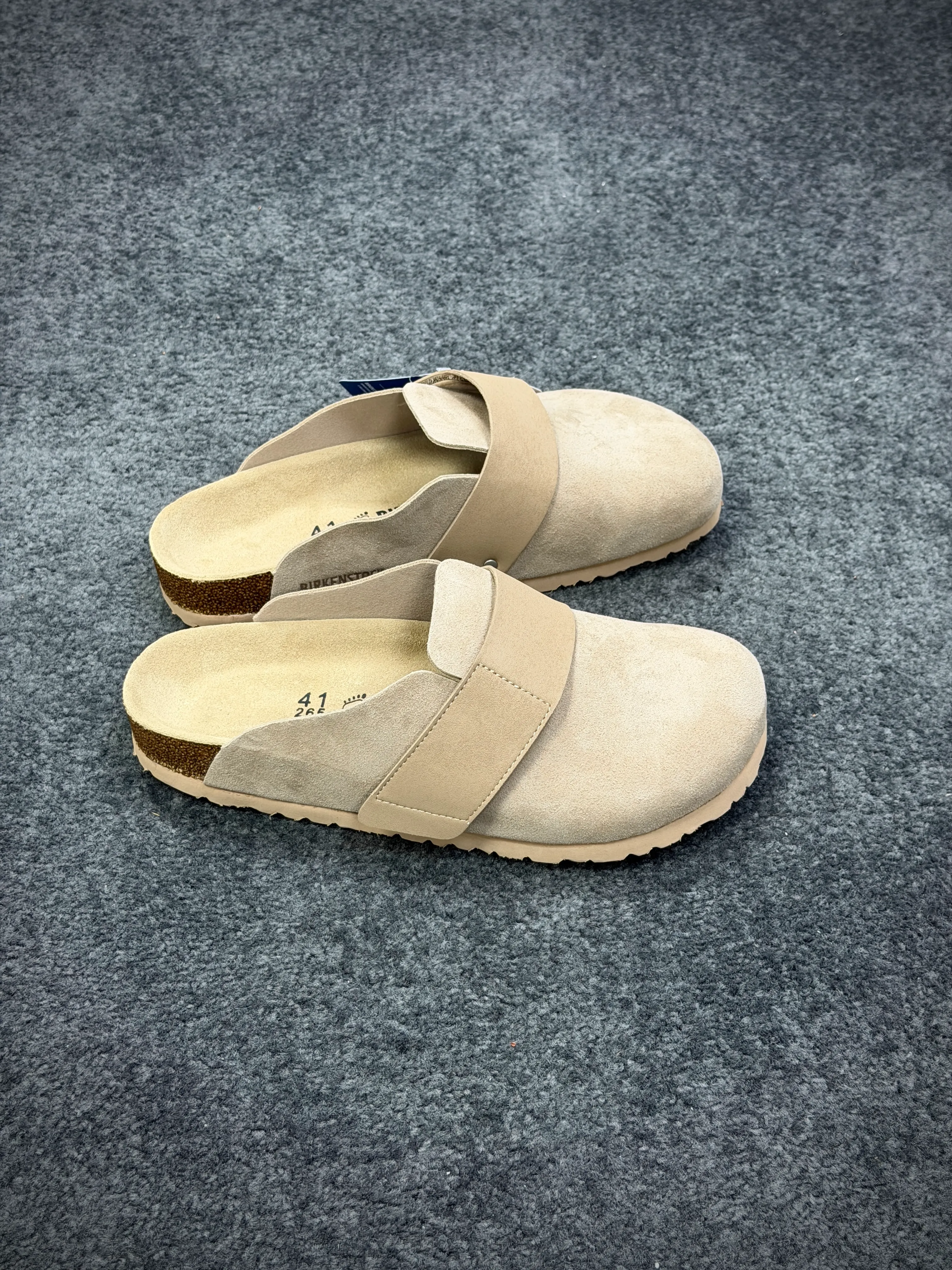 BK Loma “Taupe” Suede Velcro Clogs