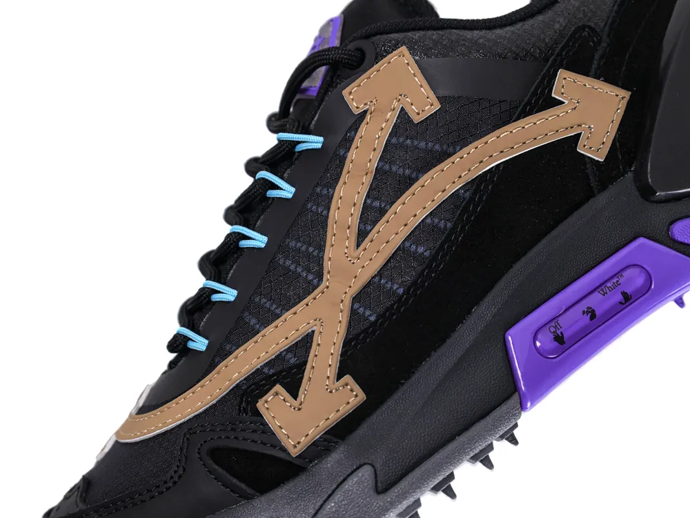 Off-White Odsy 2000 Sneakers Black Purple Arrow Logo Side Detail