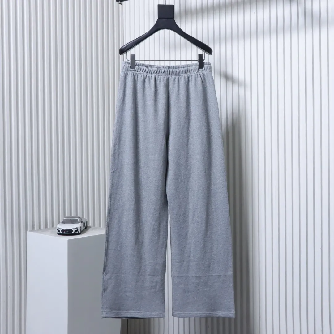 Back of RL Embroidered Logo Casual Wide-Leg Pants Color Gray