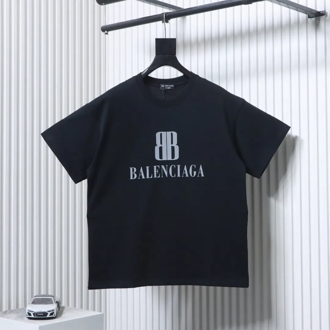 BLCG Double B Logo Print Cotton T-Shirt - Black