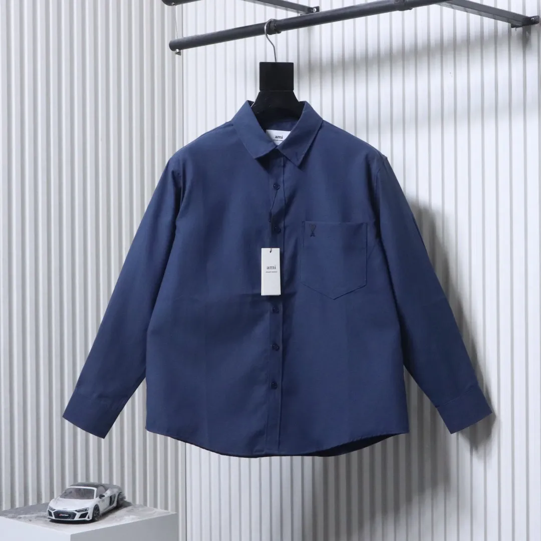 AMI Heart Pocket Oxford Long Sleeve Shirt