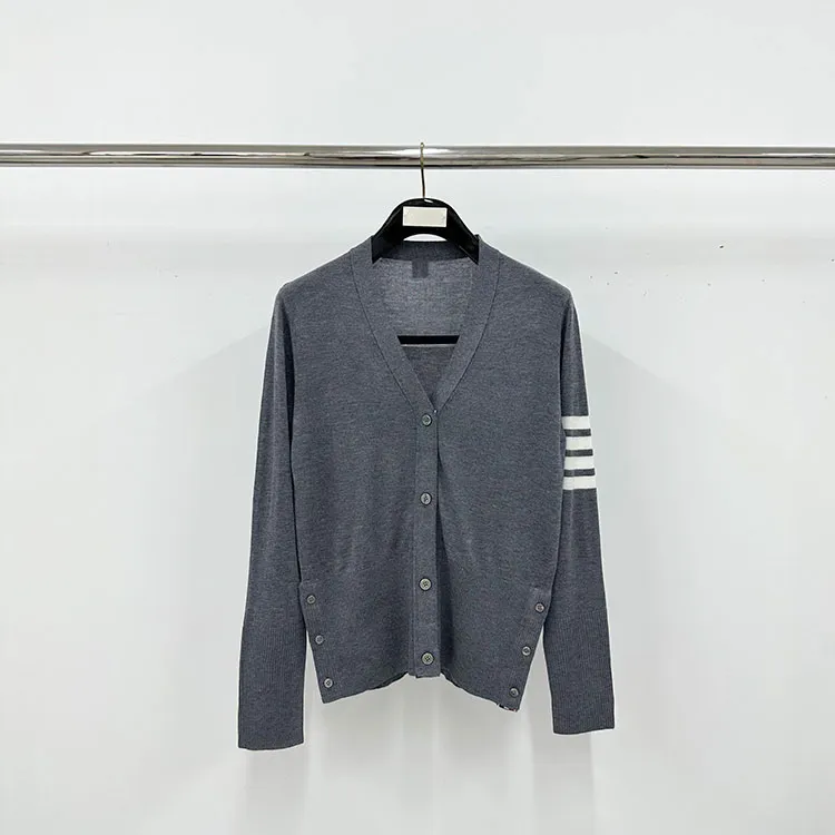 TB Four-Bar Fine Wool Cardigan Sweater