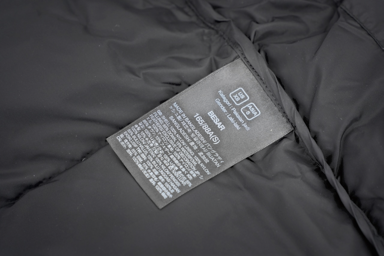 Close-up of black coat zipper