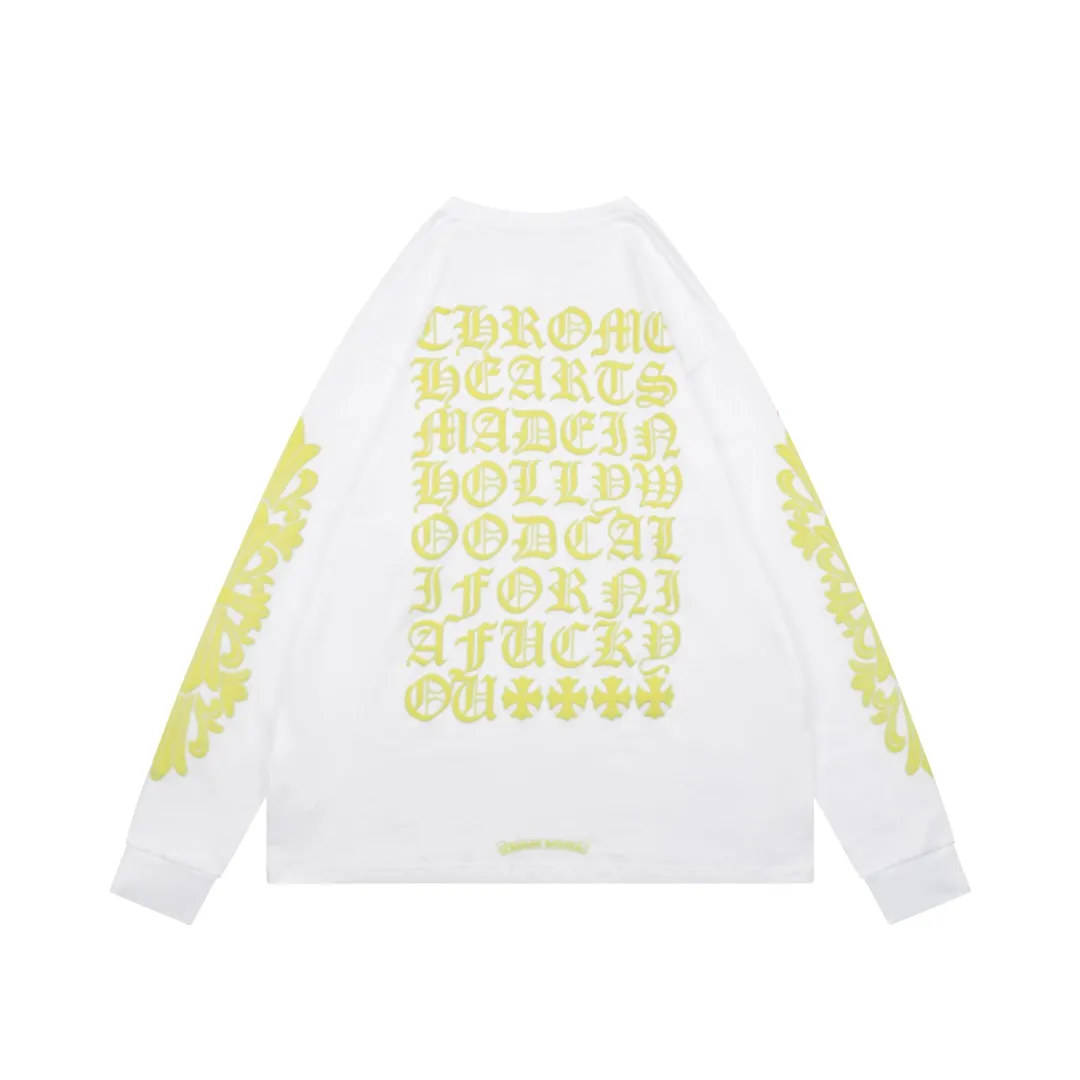 Back CH Cross Pocket Yellow Gothic Print Long Sleeve Shirt