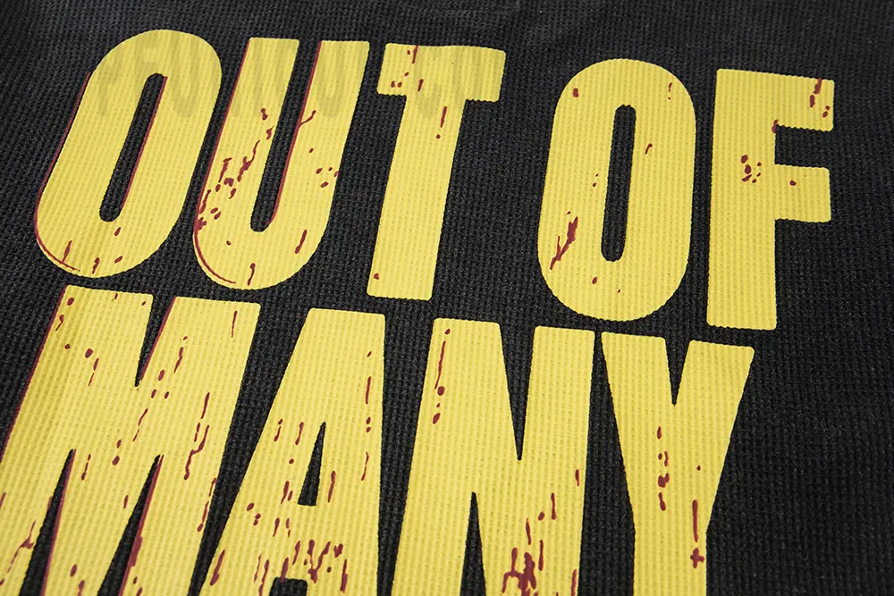 Printed graphic on the back of the clothes