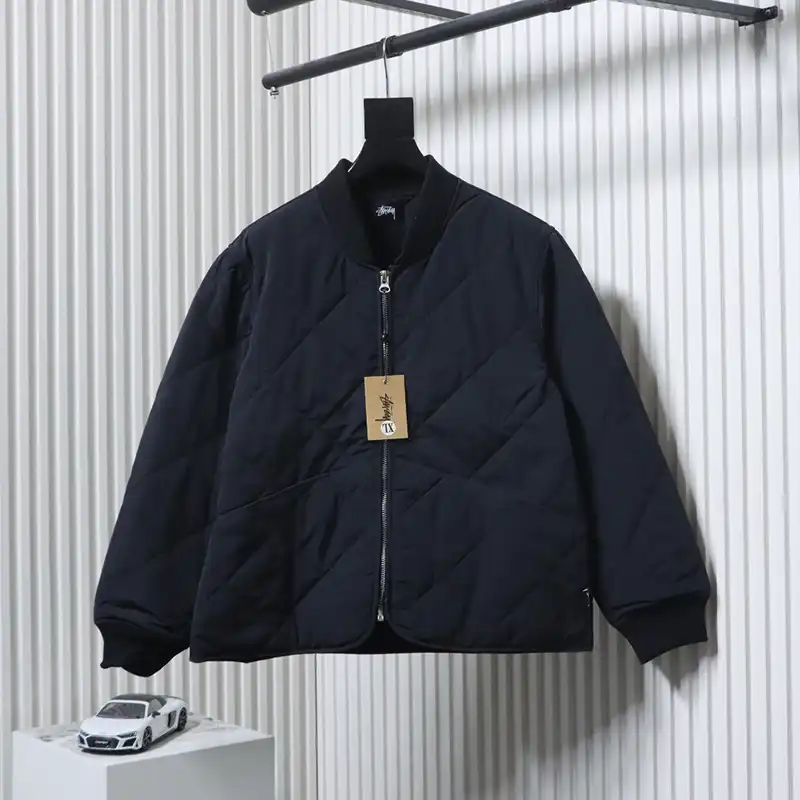 Stussy Black 8-Ball Zip-up Puffer Jacket
