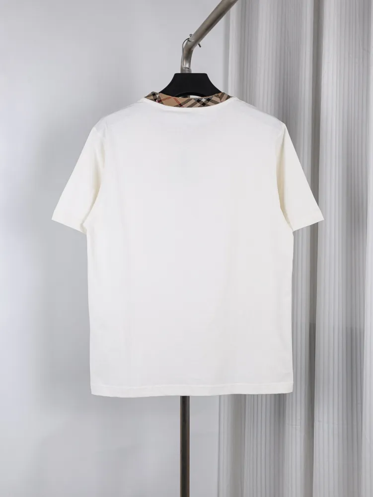 Back of BBR Checkered Neckline Short Sleeve T-Shirt Color White