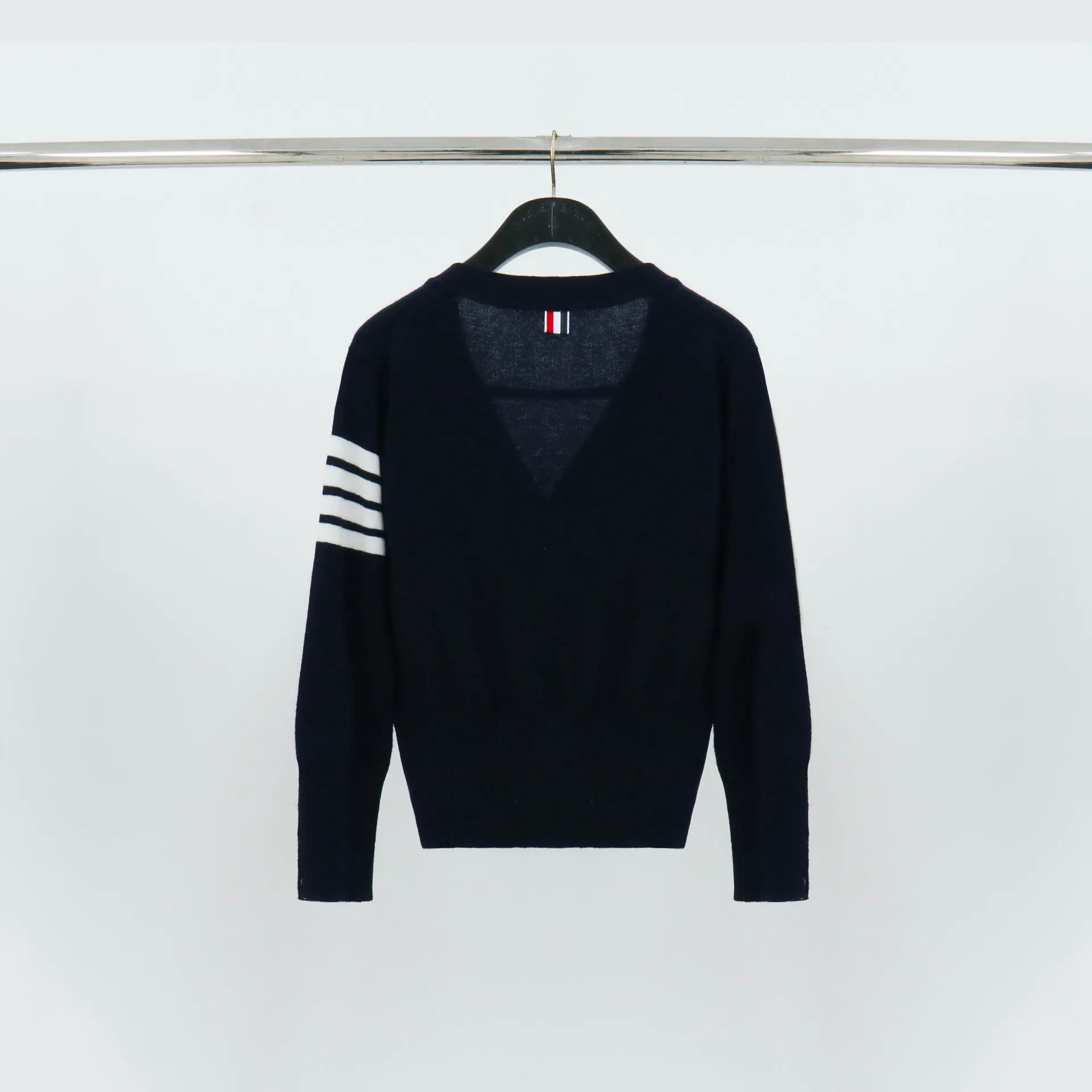 Back View TB 100% Wool Button-Front Cardigan Sweater