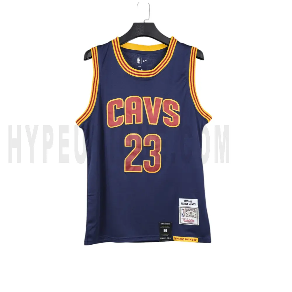 Men’s Cleveland Cavaliers LeBron James Mitchell & Ness Navy 2015/16 Hardwood Classics Authentic Jersey