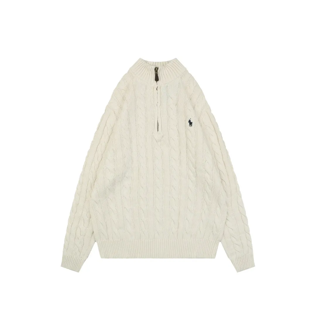 RL N10 Pony Logo Cable Knit Half-Zip Sweater