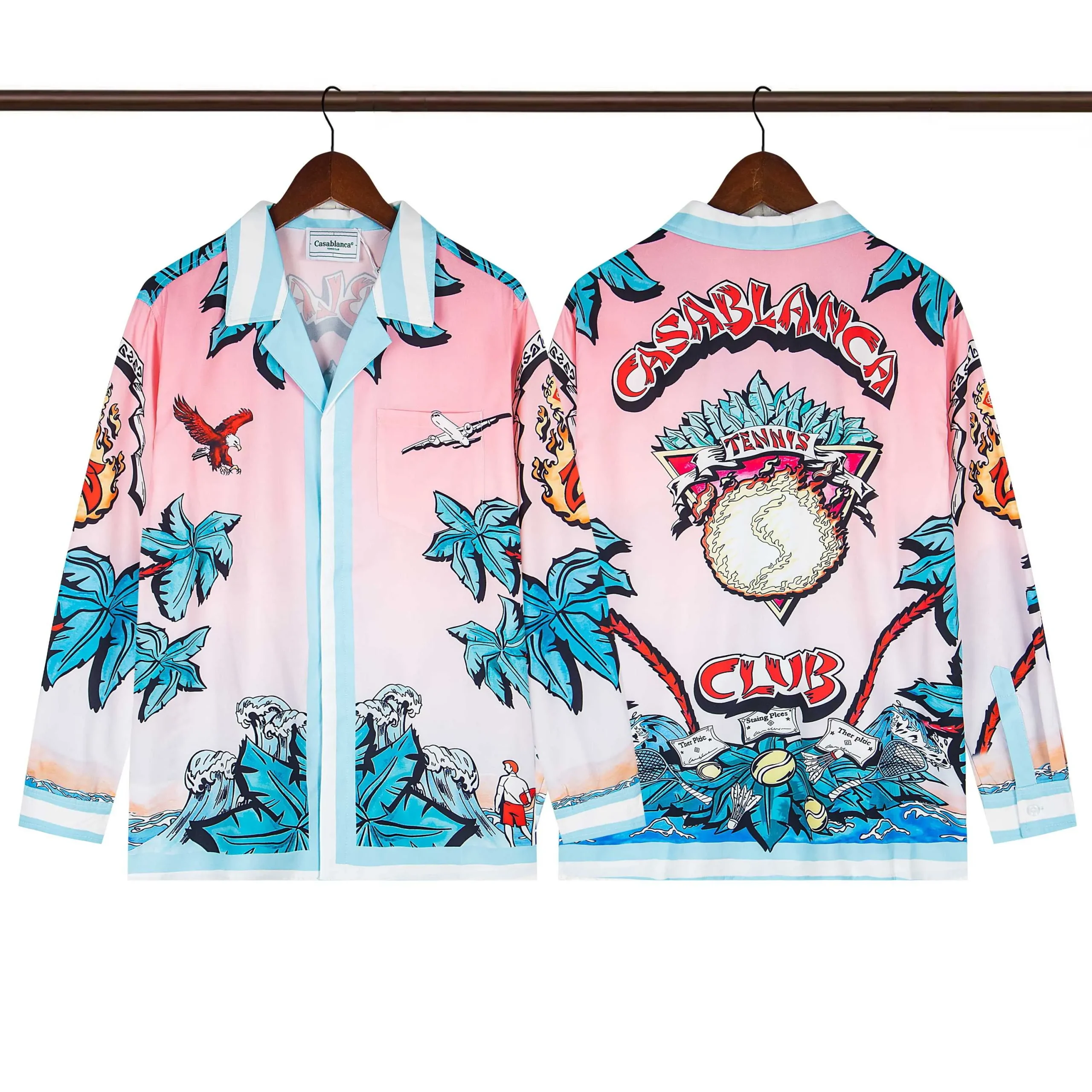 C-Blanca Sunset Wave Long-Sleeve Silk Shirt