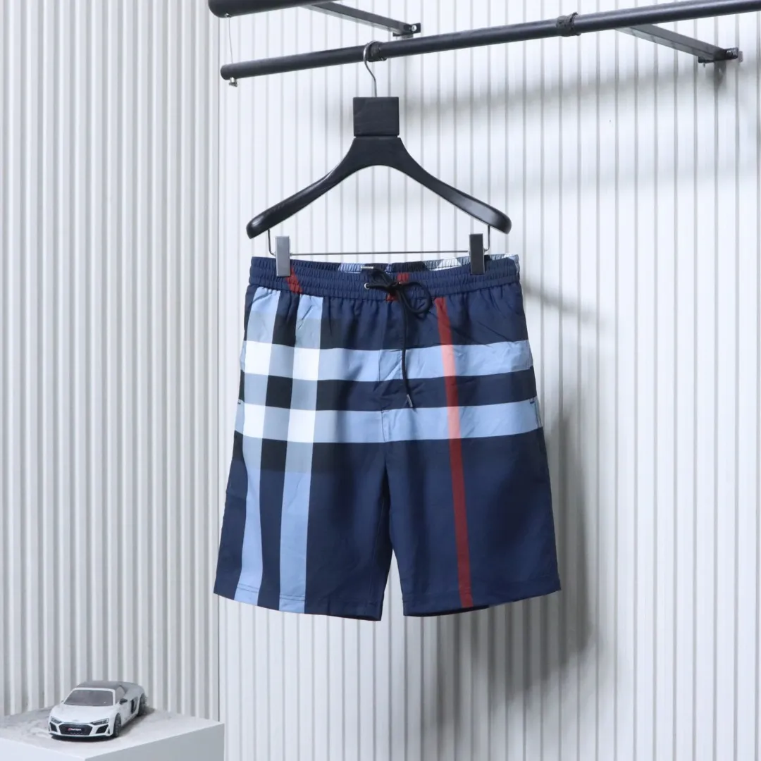 BBR Check Drawstring Mesh-Lined Beach Shorts