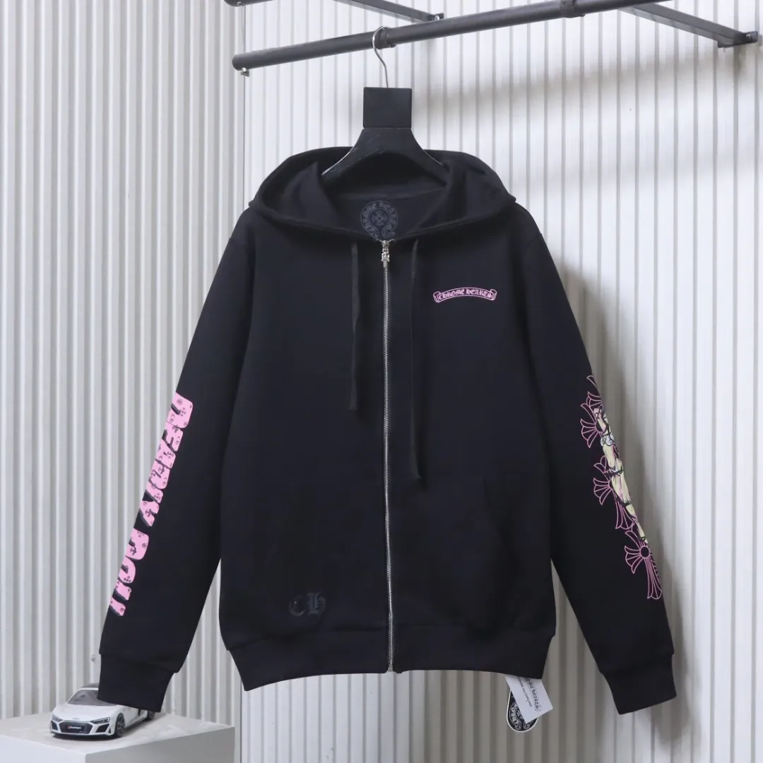 CH Pink Roller Cross Print Zip-Up Hoodie