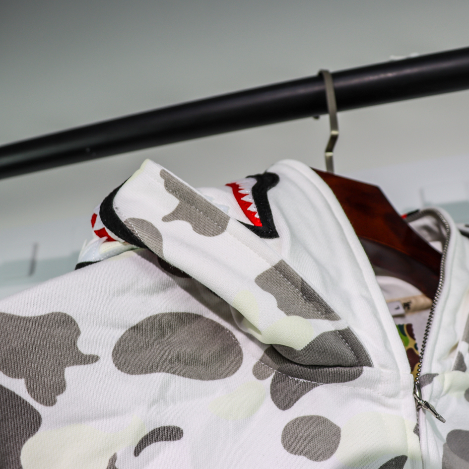 A BATHING APE BAPE SHARK 1ST CAMO DOUBLE HOODIE