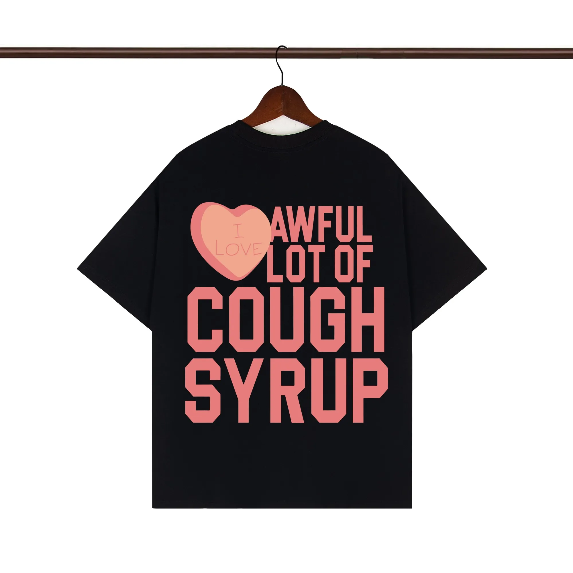 Back of That’s A Awful Lot Of Cough Syrup Cupid Love Graphic T-Shirt Color Black