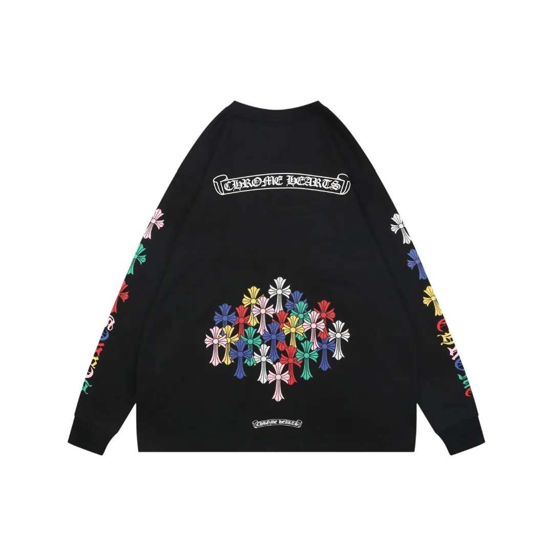 Back CH Colorful Cross Arrow Print Long-Sleeve T-Shirt