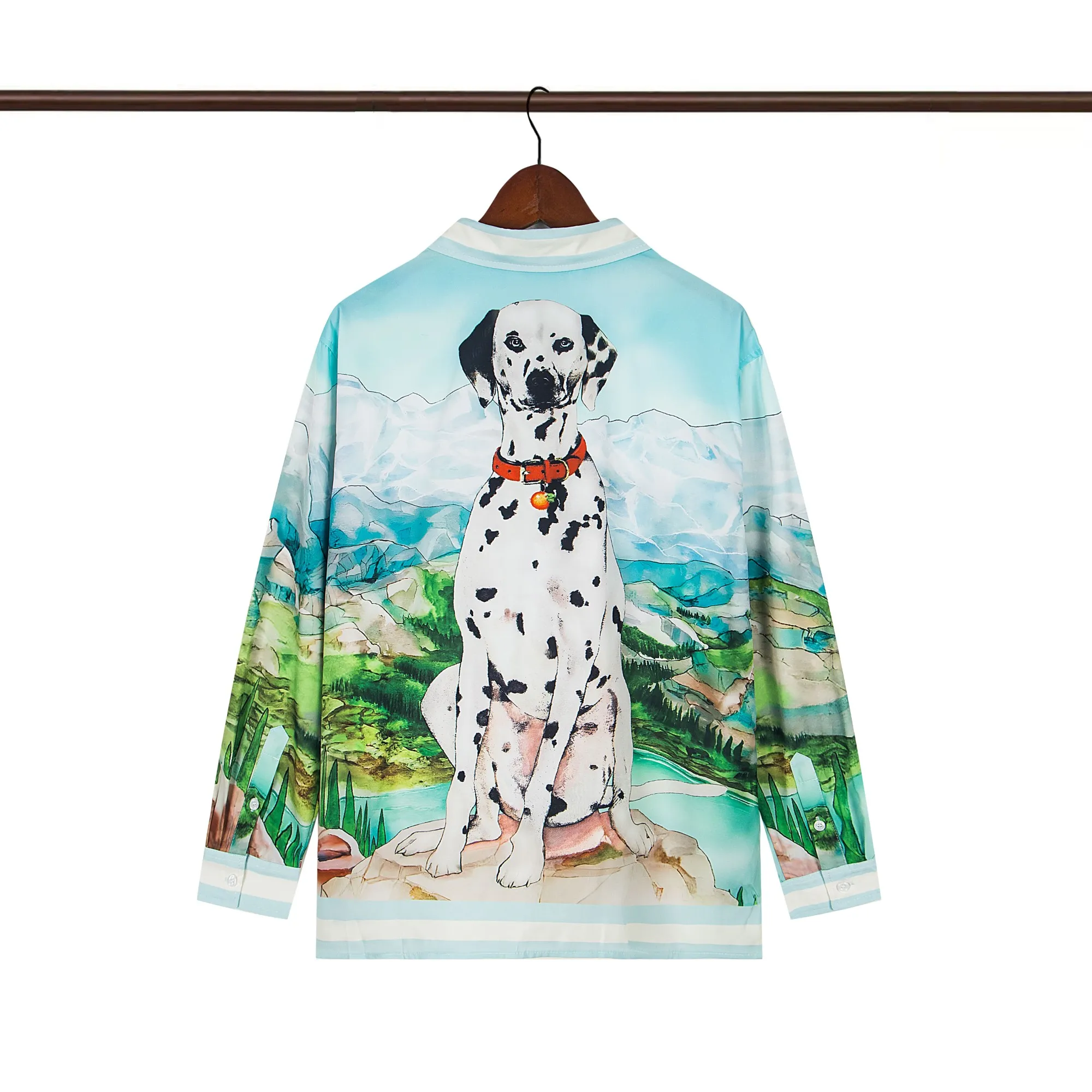 Back of C-Blanca 'Dalmatian' Mountain Scenic Silk Shirt