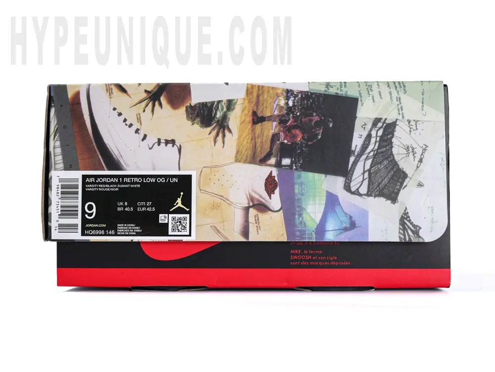 Original retail box of Union LA x Jordan 1 Retro Low NRG ‘Storm Blue’, featuring UN/LA branding and custom wrap paper.