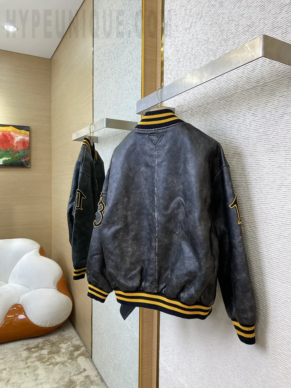 Back view of the leather jacket