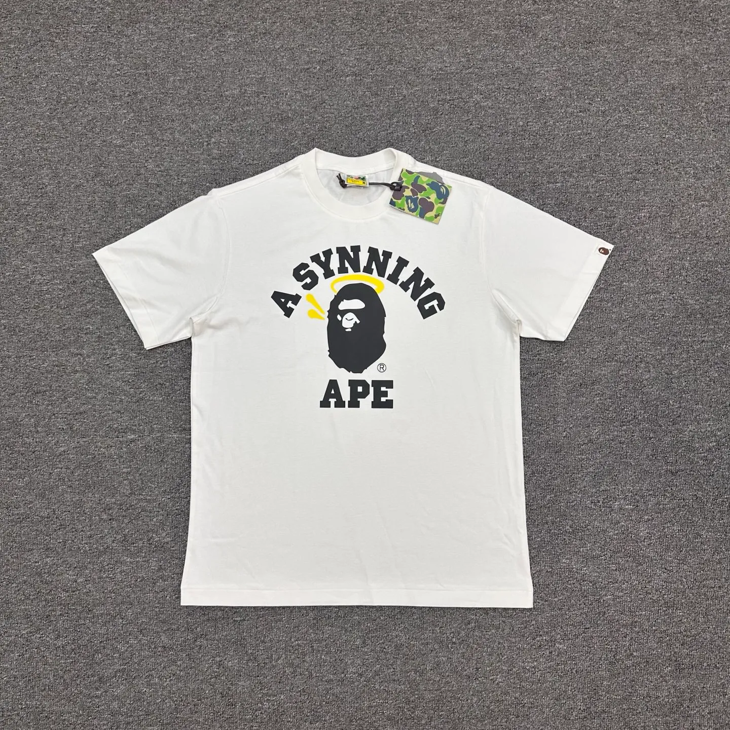 BAPE BLACK Letter Print Crew Neck T-Shirt Color White