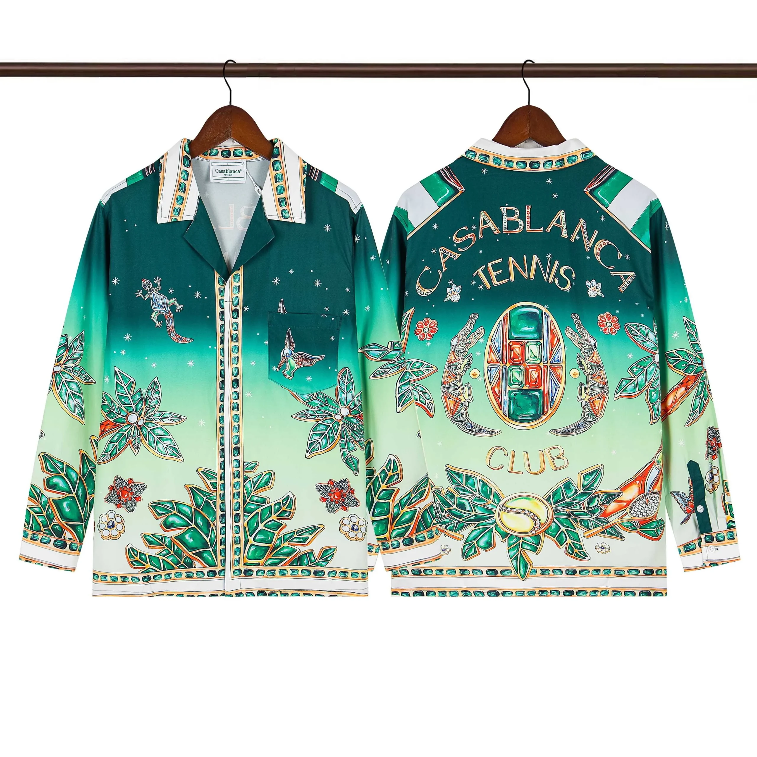 C-Blanca Emerald Jewel Tennis Club Silk Shirt